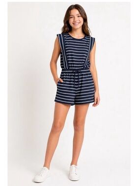 Zara Girls Short Navy and White Romper